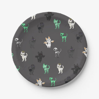Gruselige Katzen Frohes Halloween Pappteller