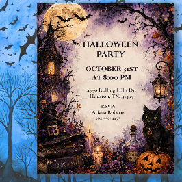Gruselige Katzen-Halloween-Party Einladung