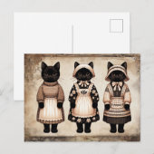 Gruselige Katzen Junk Journal Postkarte (Vorne/Hinten)