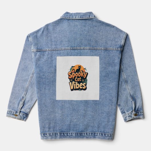 Gruselige Katzen Vibes Jeansjacke (Rückseite)