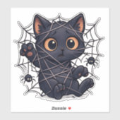 Gruselige Katzen-Web-Halloween Aufkleber (Blatt)
