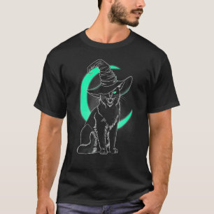 Gruselige Katzenhexenhut Halloween-Katze 1 T-Shirt