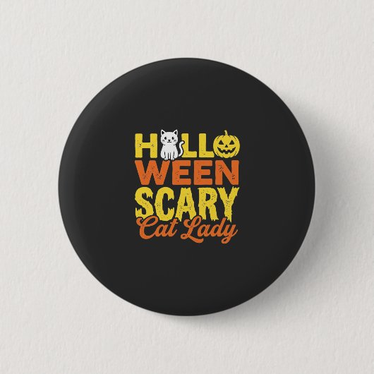 Gruselige Katzenlady Halloween-Design_1 Button (Vorderseite)