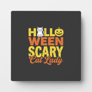 Gruselige Katzenlady Halloween-Design_1 Fotoplatte