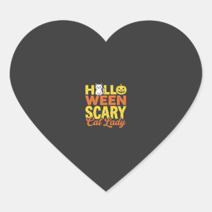 Gruselige Katzenlady Halloween-Design_1 Herz-Aufkleber