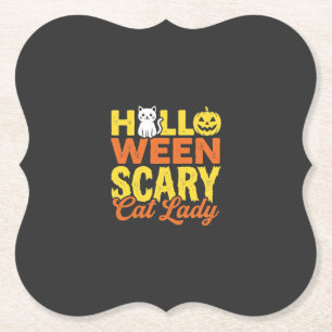 Gruselige Katzenlady Halloween-Design_1 Untersetzer