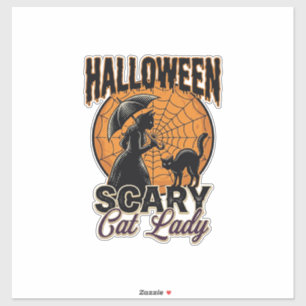 Gruselige Katzenlady Halloween Hexe Web Vintage-Sh Aufkleber
