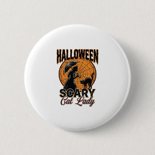 Gruselige Katzenlady Halloween Hexe Web Vintage-Sh Button