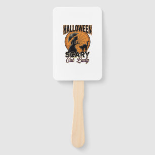 Gruselige Katzenlady Halloween Hexe Web Vintage-Sh Fächer