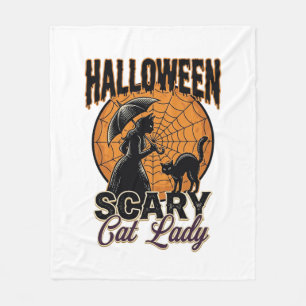 Gruselige Katzenlady Halloween Hexe Web Vintage-Sh Fleecedecke