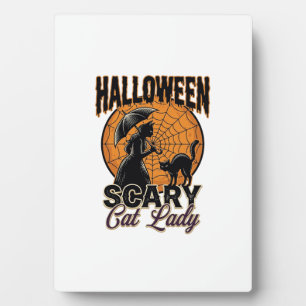 Gruselige Katzenlady Halloween Hexe Web Vintage-Sh Fotoplatte