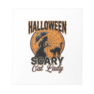 Gruselige Katzenlady Halloween Hexe Web Vintage-Sh Notizblock