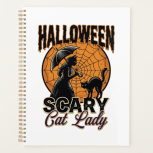 Gruselige Katzenlady Halloween Hexe Web Vintage-Sh Planer