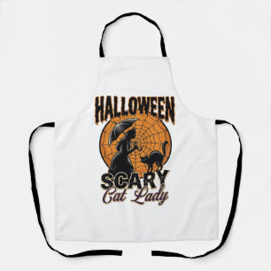 Gruselige Katzenlady Halloween Hexe Web Vintage-Sh Schürze