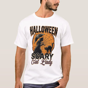 Gruselige Katzenlady Halloween Hexe Web Vintage-Sh T-Shirt