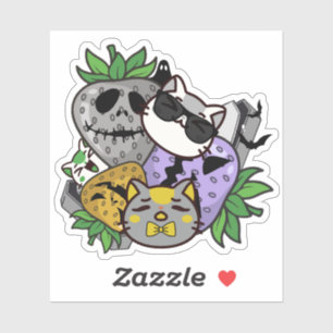 Gruselige Kawaii Halloween Erdbeerkater Aufkleber
