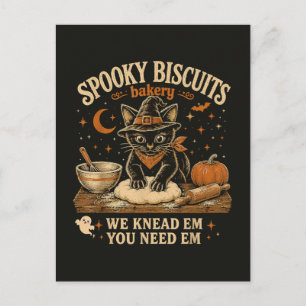 Gruselige Kekse Bäckerei Schwarze Katze Halloween Postkarte