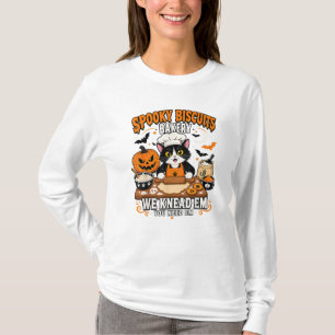 Gruselige Kekse Bäckerei Schwarze Katze Halloween T-Shirt