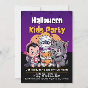 Gruselige Kinder-Halloween-Party-Einladung Einladung