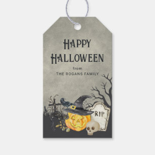 Gruselige Kostüme und Cocktails Halloween Geschenkanhänger