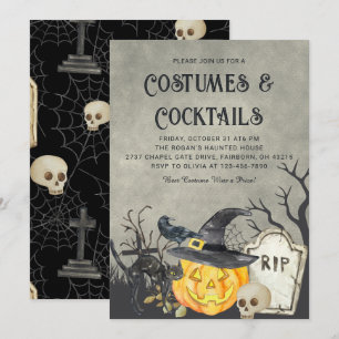 Gruselige Kostüme und Cocktails Halloween-Party Einladung