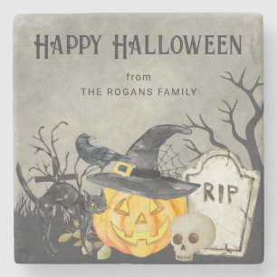 Gruselige Kostüme und Cocktails Halloween  Steinuntersetzer