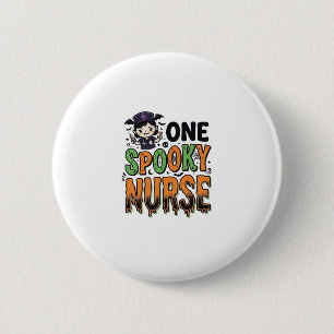 Gruselige Krankenschwester Halloween Vintage Gravu Button