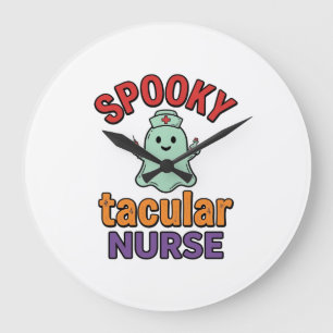 Gruselige Krankenschwester Halloween Vintage Vecto Große Wanduhr