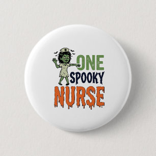 Gruselige Krankenschwester Halloween Vintage Vekto Button