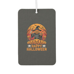 Gruselige Kürbiskürbis-Hexen-Halloween-Vektorgesta Autolufterfrischer