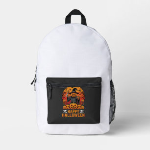 Gruselige Kürbiskürbis-Hexen-Halloween-Vektorgesta Bedruckter Rucksack