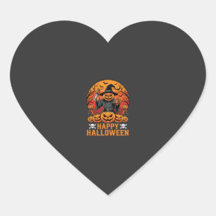 Gruselige Kürbiskürbis-Hexen-Halloween-Vektorgesta Herz-Aufkleber