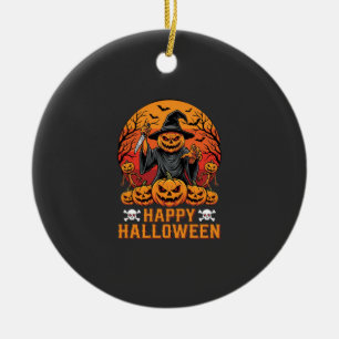 Gruselige Kürbiskürbis-Hexen-Halloween-Vektorgesta Keramik Ornament
