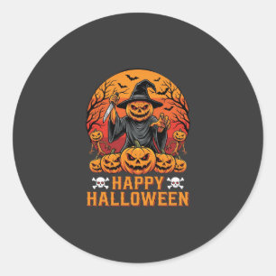 Gruselige Kürbiskürbis-Hexen-Halloween-Vektorgesta Runder Aufkleber