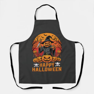 Gruselige Kürbiskürbis-Hexen-Halloween-Vektorgesta Schürze