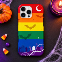 Gruselige LGBTQ Regenbogenflagge Halloween Friedho