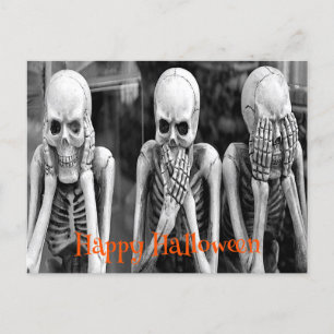 Gruselige lustige Skelette Halloween-Postkarte Postkarte