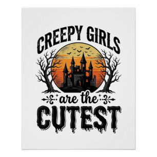 Gruselige Mädchen sind das süßeste Halloween-Vekto Poster