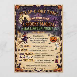 Gruselige magische Halloween-Nacht-Party-Einladung Einladung