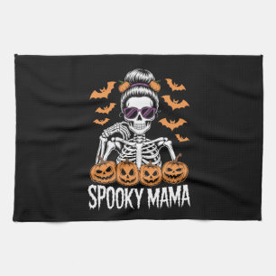 Gruselige Mama Cooler Halloween-Skelett Geschirrtuch