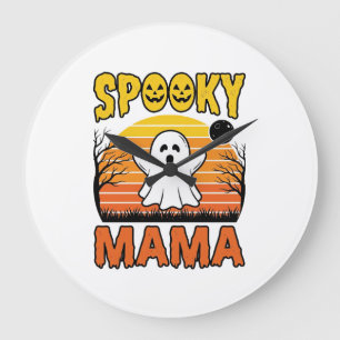 Gruselige Mama Vintage Geist Halloween-Shirt-Desig Große Wanduhr