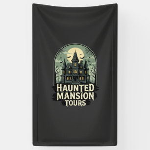 Gruselige Mansion-Touren Vintage-Halloween-Vektor Banner