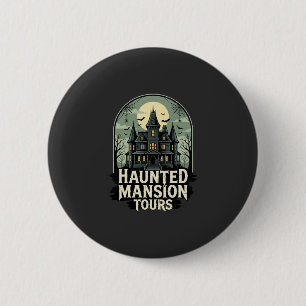 Gruselige Mansion-Touren Vintage-Halloween-Vektor Button