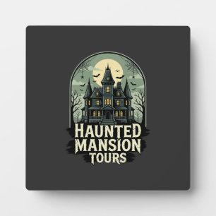 Gruselige Mansion-Touren Vintage-Halloween-Vektor Fotoplatte