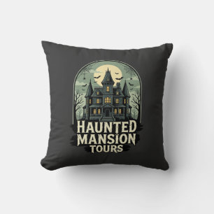 Gruselige Mansion-Touren Vintage-Halloween-Vektor Kissen
