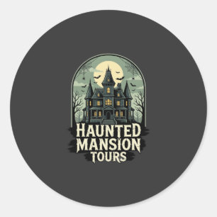 Gruselige Mansion-Touren Vintage-Halloween-Vektor Runder Aufkleber