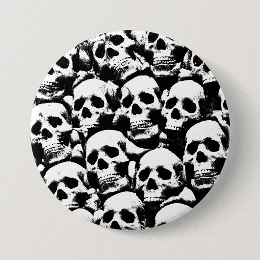 gruselige menschliche Schädelmuster Horror gotisch Button (Vorderseite)