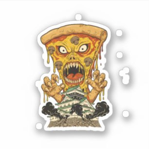 Gruselige Monster-Pizza-Japan-Burg Lustige Foodie- Aufkleber