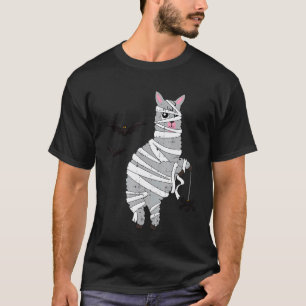 Gruselige Mumie Lama Fledermäuse Spinne Süßes Tier T-Shirt
