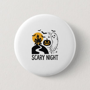 Gruselige Nacht Halloween Spukhaus Geist Design_1 Button